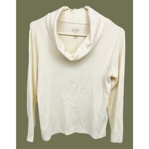 Talbots Cowl Sweater Top White Pullover Long Sleeve Cozy Size S Petite